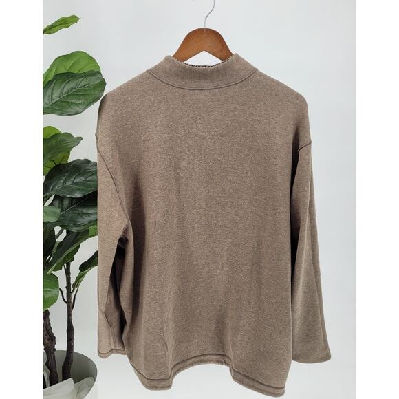 Cremieux Mens Brown Herringbone 1/4 Zip Reversible Pullover Sweater Size 2XL - Picture 4 of 10